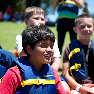 A boy listening to instructions
